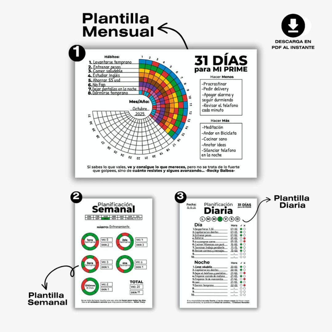 Plantilla de 31 días para TU PRIME